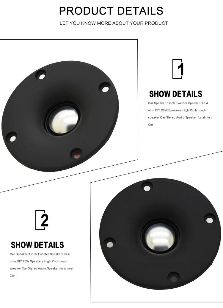 Car Speaker 3 Inch Tweeter Speaker Hifi 4 Ohm DIY 20W Speakers High Pitch Loudspeaker Car Stereo Audio Speaker For Almost Car