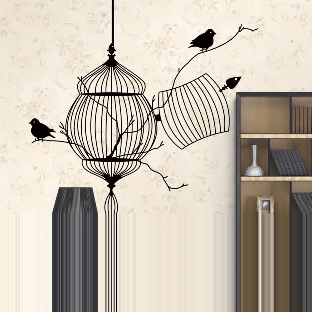 Птицы Клетка и ветка дерева креативная Современная виниловая наклейка на