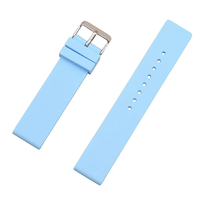 light blue AOOW универсальный ремешок для спортивных часов 12 мм 14 мм 16 мм 18 мм 20 мм 22 мм 24 мм силиконовый резиновый ремешок для наручных часов браслет - Цвет ремешка: light blue
