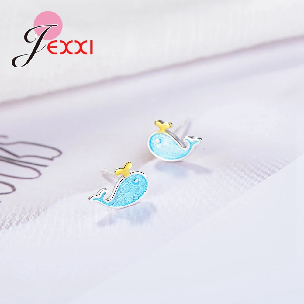 Очаровательные маленькие синие дельфины в форме настоящих гвоздиков для девушек