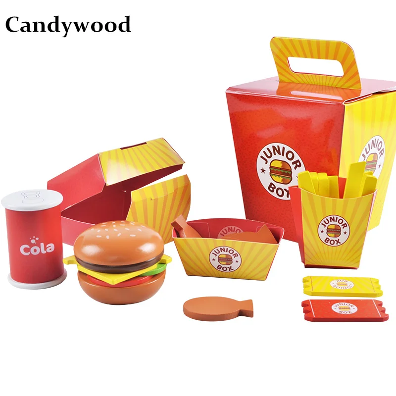 Детские деревянные игрушки Candywood для обеда картофеля фри гамбургера кухонные