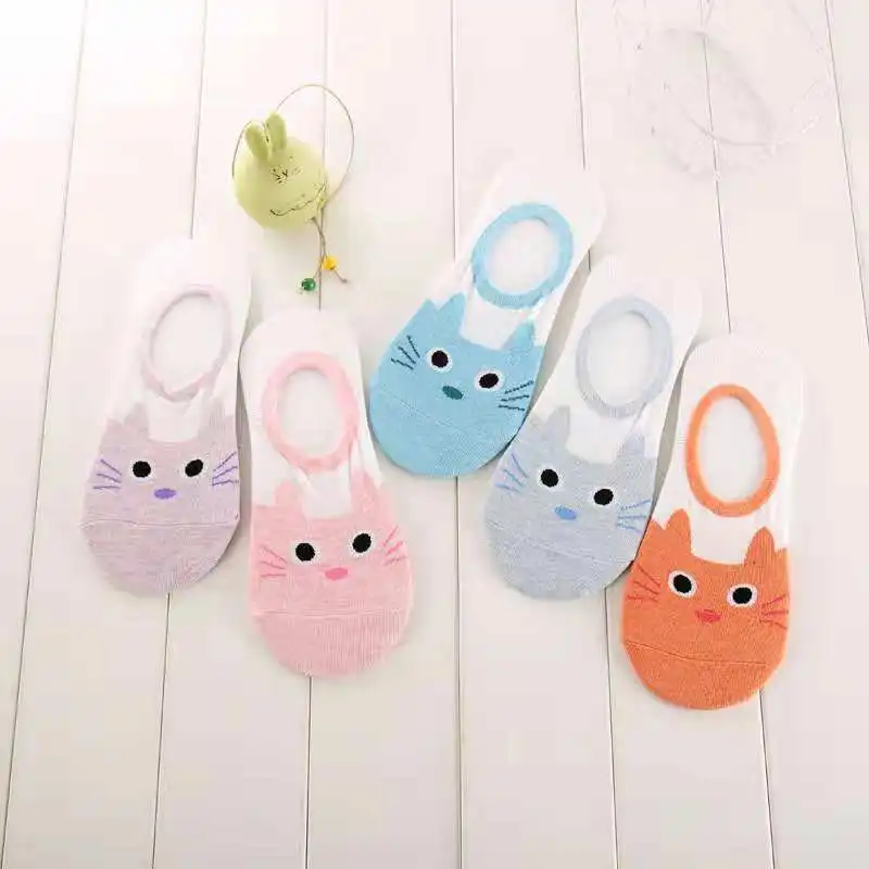 Cat warm and comfortable cotton bamboo socks with low ankle invisibility | Женская одежда