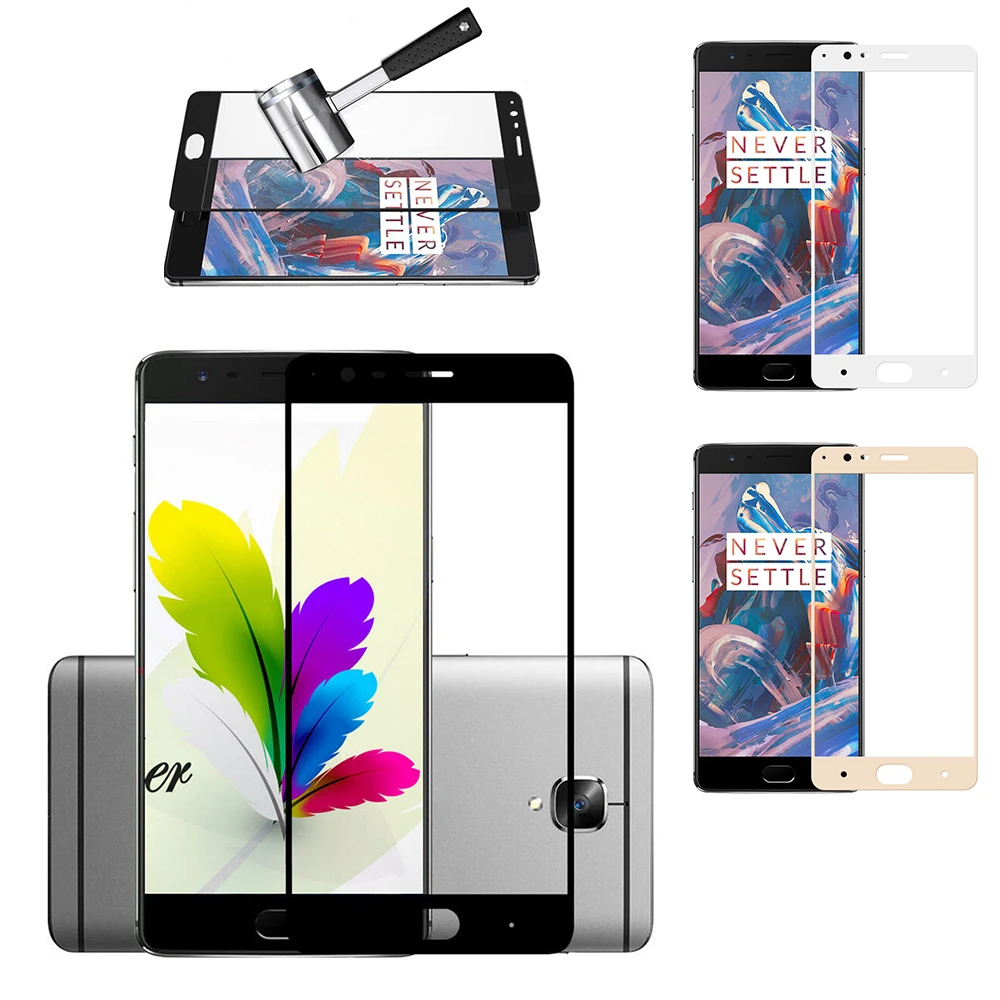 2Pcs 9H Full Cover Colorful Tempered Glass Screen Protector For OnePlus3 3T 5 5.5 inch One Plus5 3 Protective | Мобильные телефоны