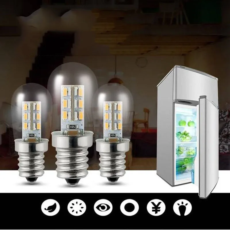 10 шт. LED E12 220 В лампа для холодильника SMD 3014 домашние светодиодные лампы стеклянная