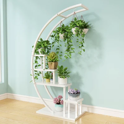 Living room home Half moon type flower stand multi-storey indoor balcony decorative shelf flower pot storage rack mx6241747 - Цвет: White-01