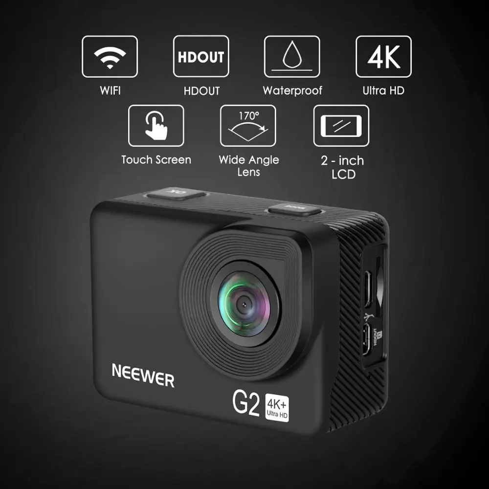 Neewer G2 4 K WiFi Спортивная Экшн-камера с сенсорным экраном Ультра HD Водонепроницаемая DV видеокамера 12MP 4 K/30FPS EIS широкий угол