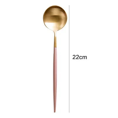 table spoon Корейский королевский розовый Золотой набор столовых приборов столовый нож S poon набор вилок 18/8 нержавеющая сталь Западный золотой набор посуды 1 шт - Цвет: table spoon