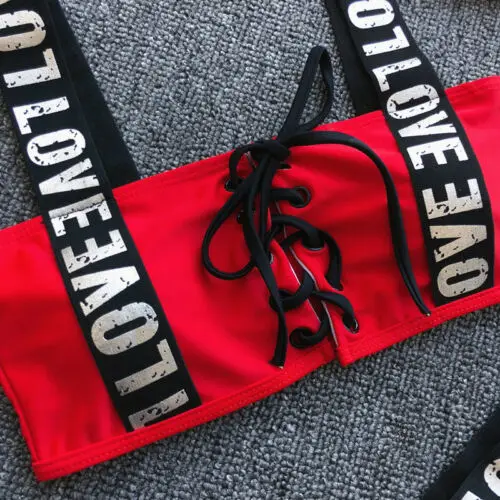 Мини бикини женские пикантные письмо с эффектом пуш ап на лифчике Раздельный