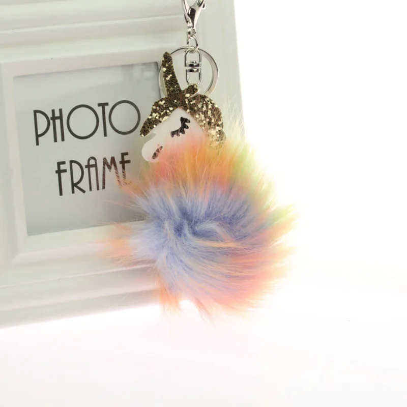 1Pcs Animal Unicorn Fur Keychain For Men Women Bag Car Ornament Phone Key Chain Kids Birthday Wedding Party Favors Gifts | Дом и сад