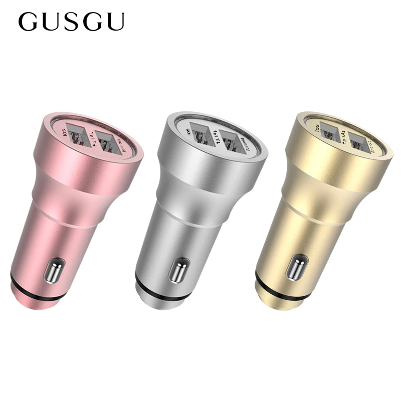 GUSGU 5V алюминиевый сплав двойной USB Автомобильное зарядное устройство