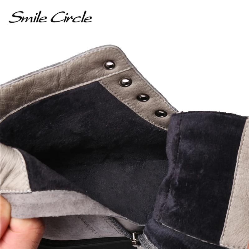 Женские кожаные ботинки Smile Circle зимние теплые из натуральной кожи на плоской