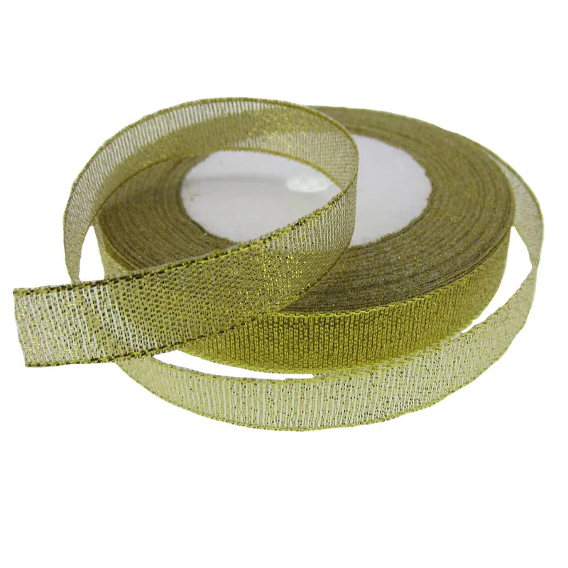 1Roll 25yards gold glitter ribbon gift packing belt christmas for party wedding decor wide 3/8&quot 1/2&quot 5/8&quot 3/4&quot 1&quot | Дом и