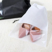 500pcs portable tote drawstring non woven travel bags clothing shoes t shirt storage bags with transparent window za5314