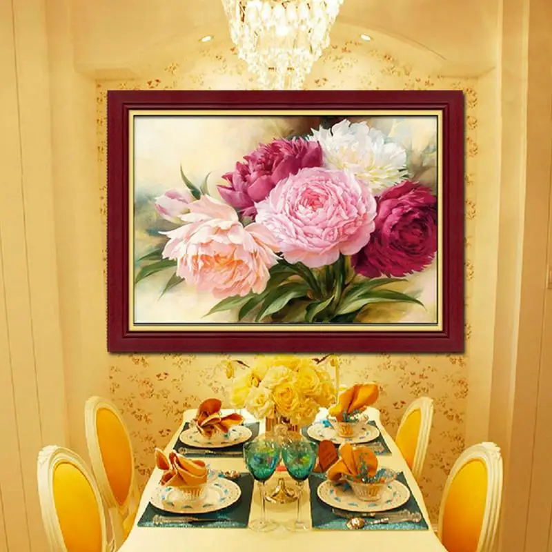 Diamonds Embroidery Handmade needlework Round Diamond Cross Stitch Kits Peony Flower Painting | Дом и сад