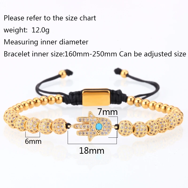Men Bracelet/Rose Gold/Bracelets Pave Setting White CZ Ball Bracelet with 6mm 8mm Stainless Steel Bead Braided Luxury Jewelry | Украшения и