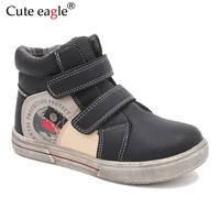 cute eagle spring boots for boys pu leather ankle boots new flat sneakers for boys arch support little kids shoes eu 27 32