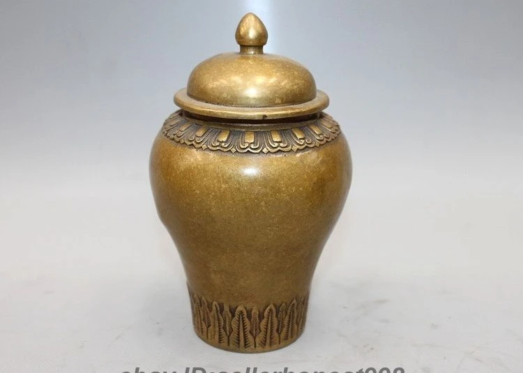 6.69&quot Chinese craftwork Refined Bronze Copper Tea caddy Vase Pot Crock | Дом и сад