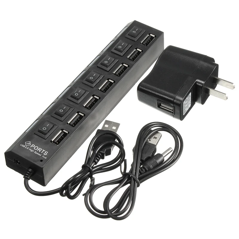 Universal High Power USB Hub 7 Ports Speed ON/OFF Switch Adapter Cable LED Splitter for PC Computer Notebook Laptop | Компьютеры и