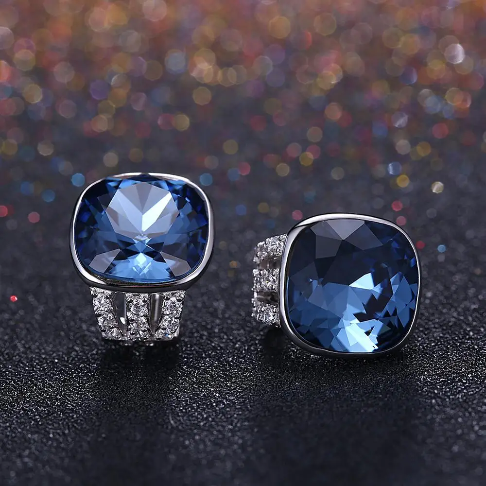 Женские серьги гвоздики с разноцветным кристаллом Swarovski из стерлингового