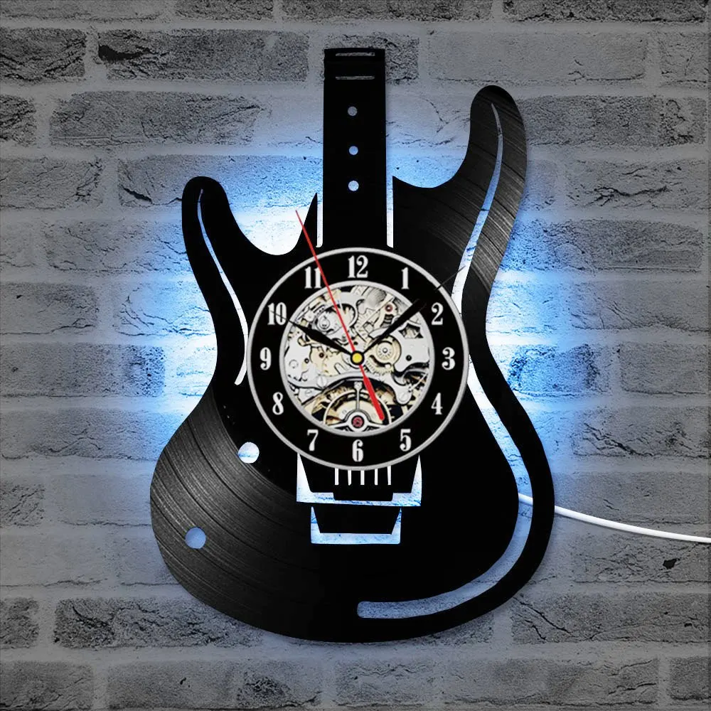 

Vinyl Record Wall Clock Guitar CD LED Clocks Antique Musical Instrument Home Decor Creative Silent Hanging Watch for Music Lover