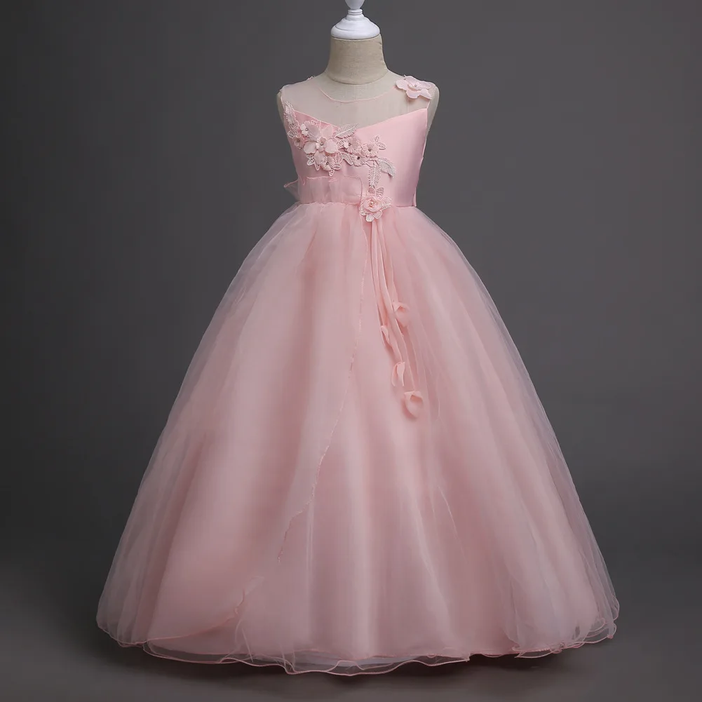 2018 Girls Christmas Dresses Flower Embroidery Long Elegant Party Pageant Formal Dress Princess Costume Size 4 -14 Y 1L11A | Детская