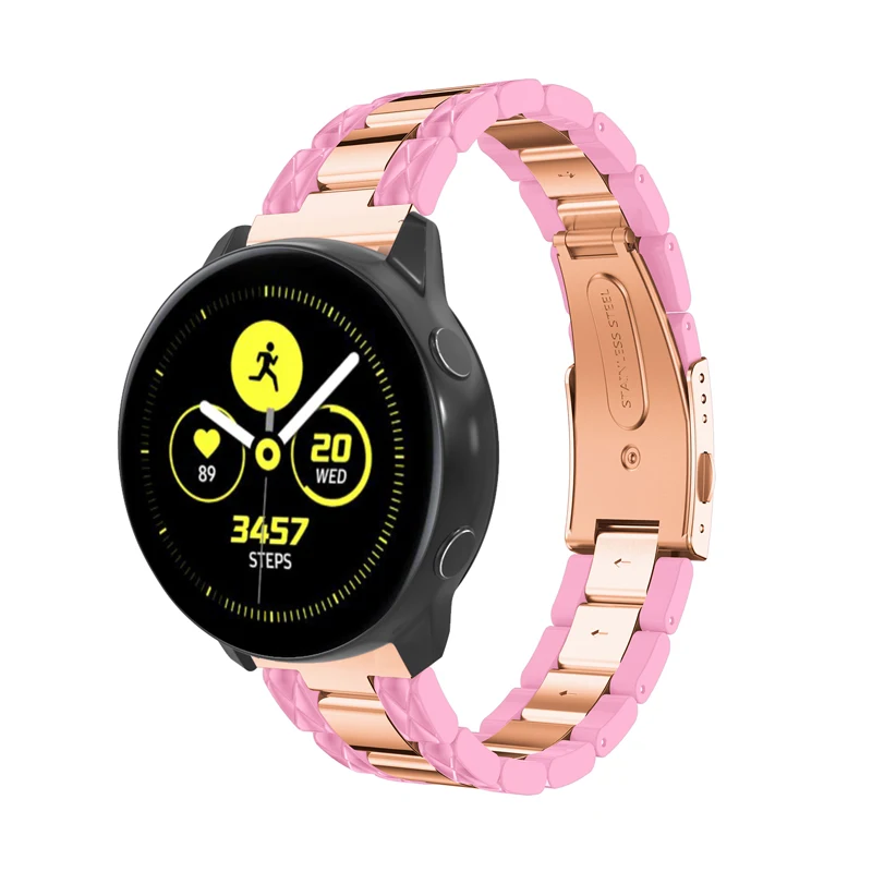 Браслет для samsung galaxy watch 20 мм 42 active S2 ремешок из смолы и нержавеющей стали amazfit bip