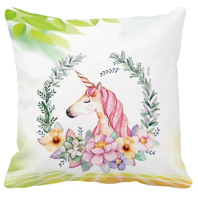 Подушка из полиэстера с милым рисунком единорога и мандалы наволочка для подушки