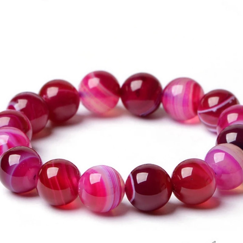 Новинка браслет Будды из натурального камня с бусинами в полоску розовый красный