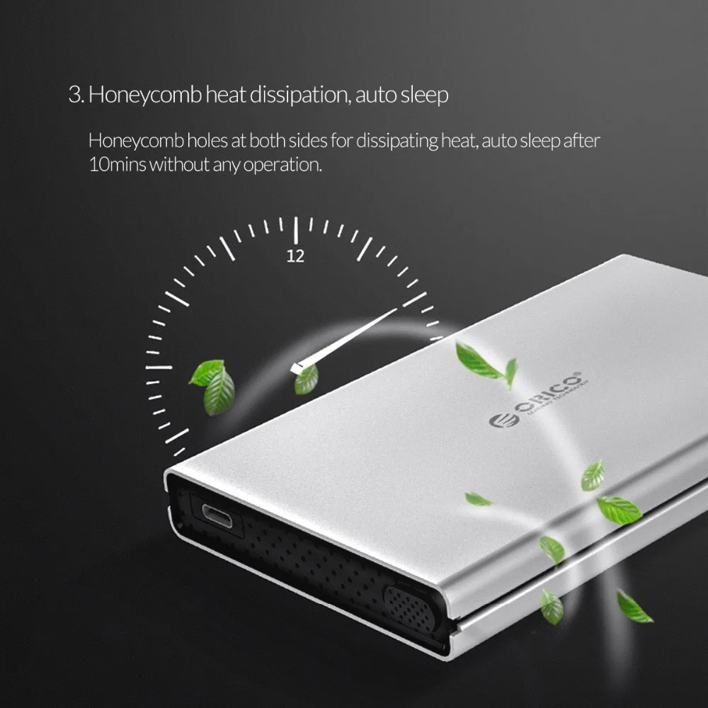 ORICO 2,5 дюймов SATA для type-C корпус для жесткого диска из алюминиевого сплава для Mac для Linux для Windows USB3.0 3,1