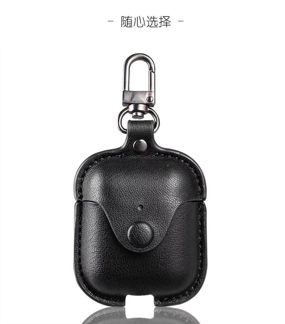 Black Чехол для наушников для Airpods Кожаный чехол Роскошный чехол для Apple AirPods 2 Чехол Air pods аксессуары для наушников сумки - Цвет: Black