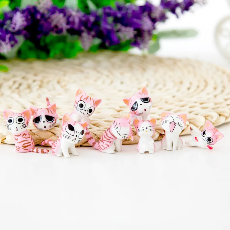 9 шт. Kawaii Cheese Cat миниатюрная Статуэтка Фея миниатюрные фигурки японского аниме