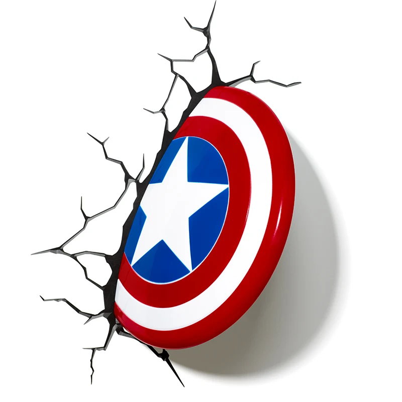 Captain-America 3D Настенный светильник Marvel ночной Светильник Мстители Железный человек Капитан Америка человек паук Халк фильм вентиляторы подарки прикроватная тумбочка для спальни подарки для детей - Испускаемый цвет: Captain-America