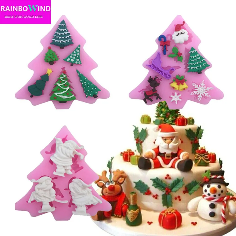 Рождественские принадлежности снеговик дерево колокольчик торт силиконовая