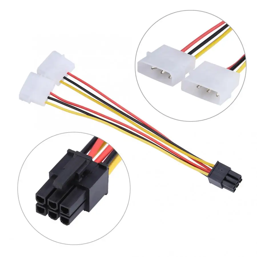 2 IDE Dual 4 Ppin Molex IDE Штекерный на 6 Pin женский PCI-E Y Molex IDE разъем адаптера питания для видеокарт аксессуары