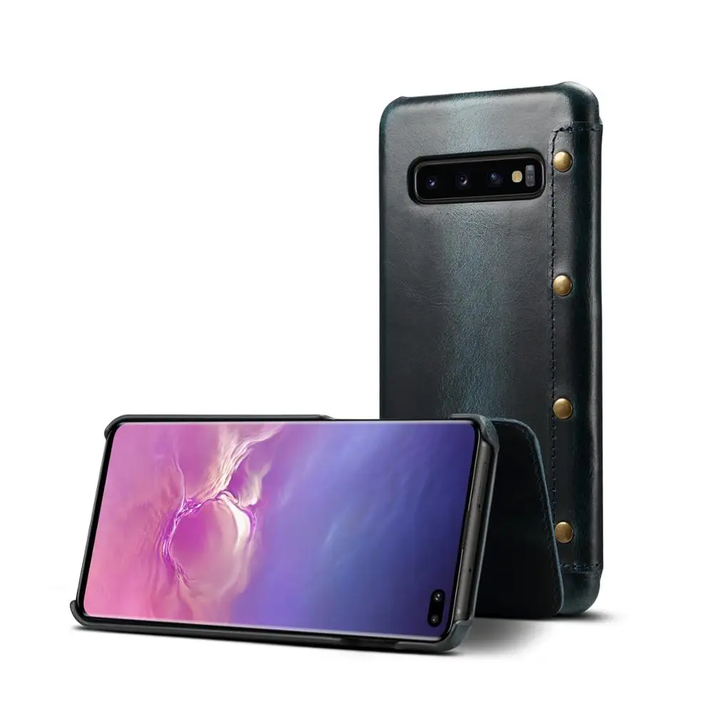 

Genuine Cowhide Leather Phone Flip Wallet Case for Samsung S10 plus S10e S10 Note 9 Note 8 S9 Plus Vintage Oil Wax Pattern Cover