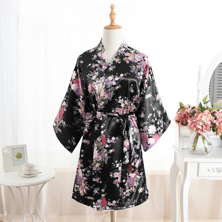 Большие размеры модное женское летнее Мини кимоно короткое банное платье черное