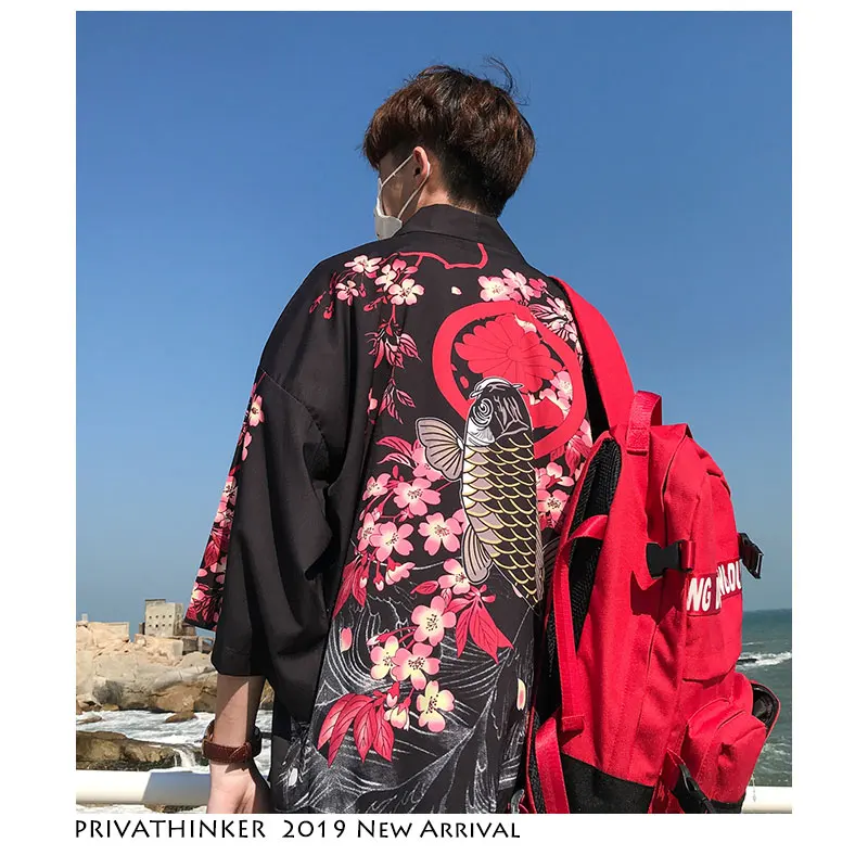Privathinker мужская куртка кимоно с принтом уличная 2019 Мужская Солнцезащитная одежда