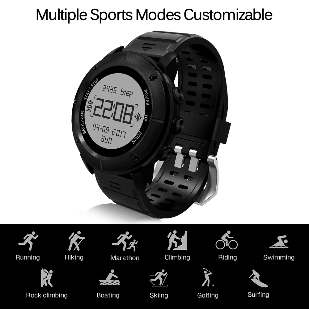 Умный браслет с измерением пульса и давления Спортивные GPS часы компасом