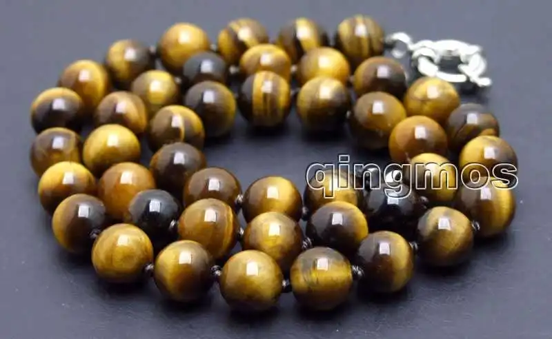 

SALE 8mm AA Round yellow High Quality natural tiger's-eye 17'' Necklace-nec6023 Wholesale/retail Free shipping