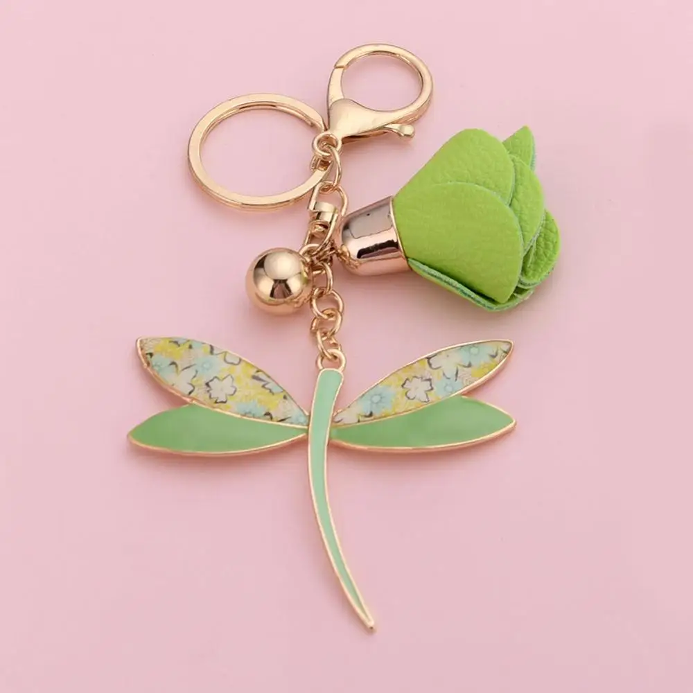 2019 зеленая Стрекоза брелок кожаный розовый автомобильный кулон аксессуары