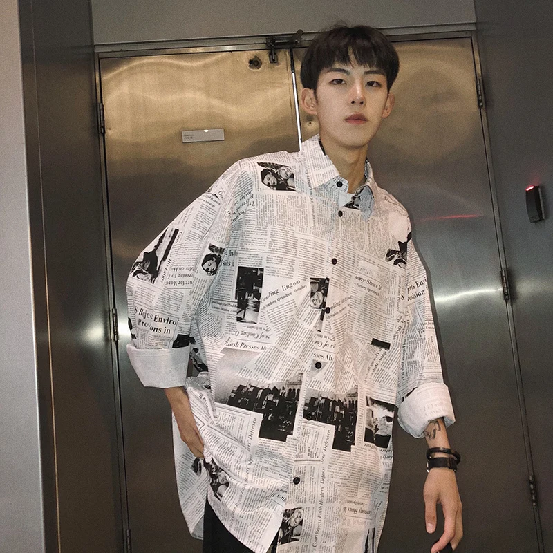 Новинка осени 2018 мужские свободные повседневные рубашки с длинным рукавом