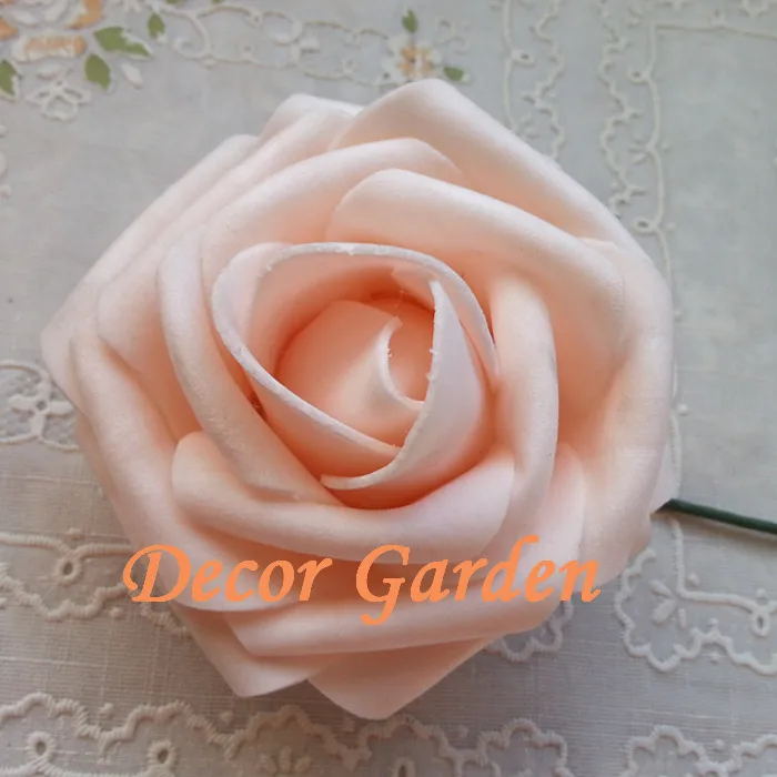 

Wholesale 50PCS 7CM PE Champagne Artificial Foam Roses For DIY Wedding Bouquet Wrist Roses Flowers Home Floral Decor