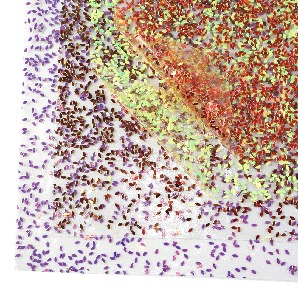 New 20*34cm Transparent with Sequins Faux Synthetic Leather For Bow-knot bags Wallet Scrapbook Phone Case DIY,1Yc6722