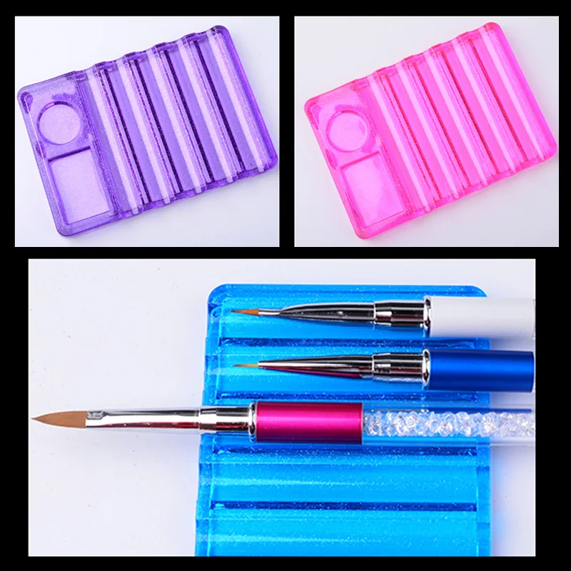 1Pcs 5 Grids Crystal Nail Art Brush Carrier Rack UV Gel Brushes Pen Rest Holder For Makeup Display Stand Accessories Tools | Красота и