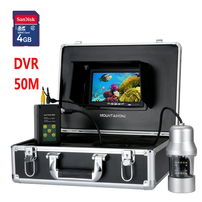 50M 7" TFT DVR Recorder Underwater Video Fishing Camera System 0- 360 Degree View Remote Control 14x White Lights | Безопасность и
