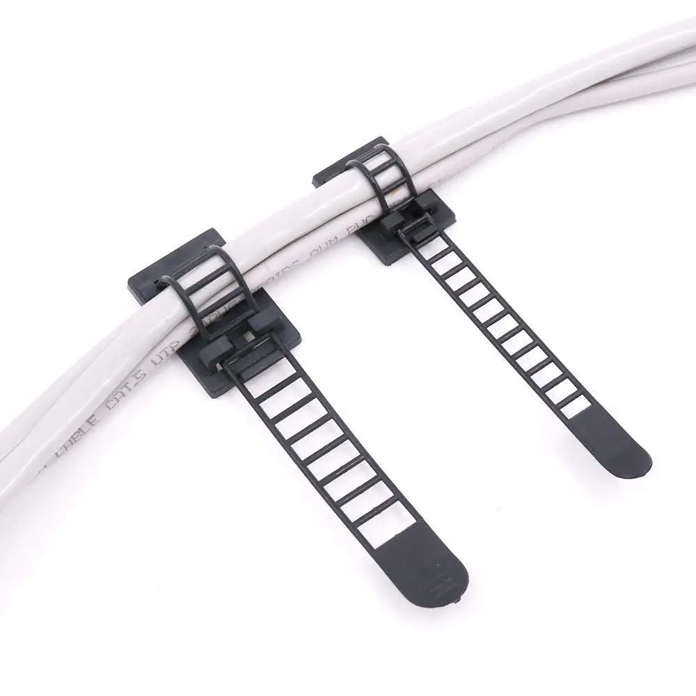 50Pcs 2 Sizes Adjustable Self-Adhesive Nylon Cable Straps Ties Cord Clamp for wire management Large and Small | Обустройство дома