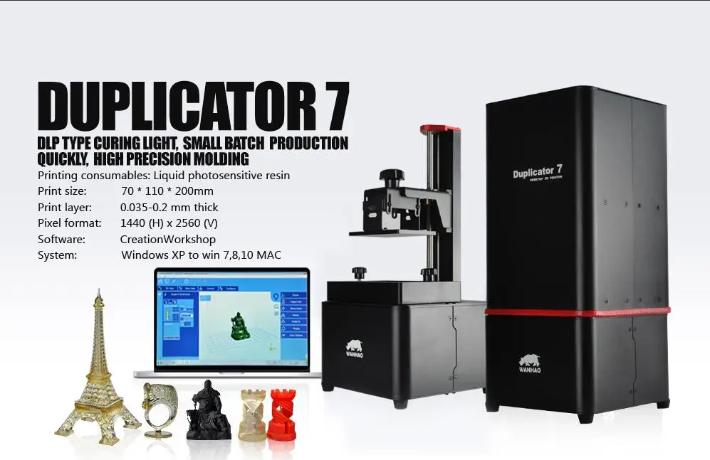 250 мл полимерный подарок Дубликатор 7 V1.5 Wanhao SLA DLP 3d принтер жидкая смола стоматологический и ювелирный 3d принтер машина