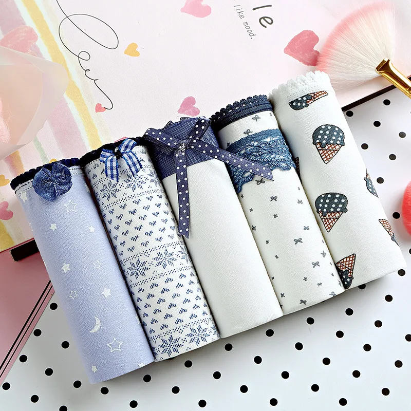 5 шт./лот женские трусики сексуальное хлопковое нижнее белье с милым принтом