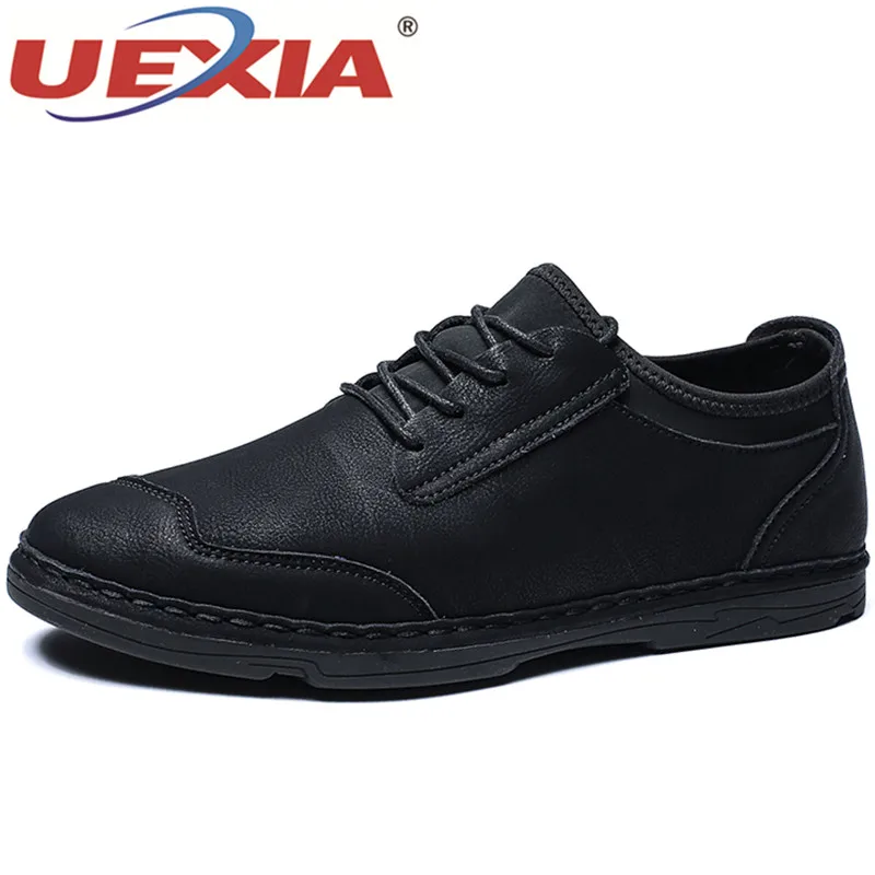 UEXIA Handmade Man Working Shoes Black Brown Riding Male Autumn Casual Rubber Sole Anti-slip Classic Footwear | Обувь