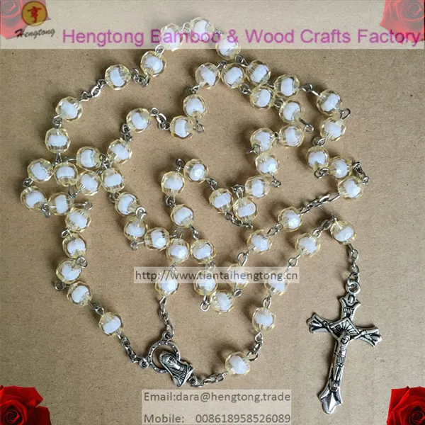 8 мм бежевый бисер четки католические ожерелье пластиковые с Девы Марии античный